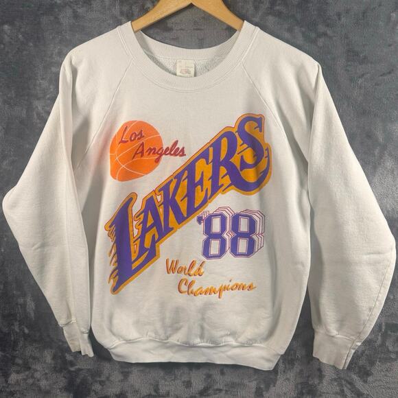 VTG 1988 Los Angeles Lakers NBA Championship Single Stitched Crewneck 80s XL USA - Picture 1 of 9